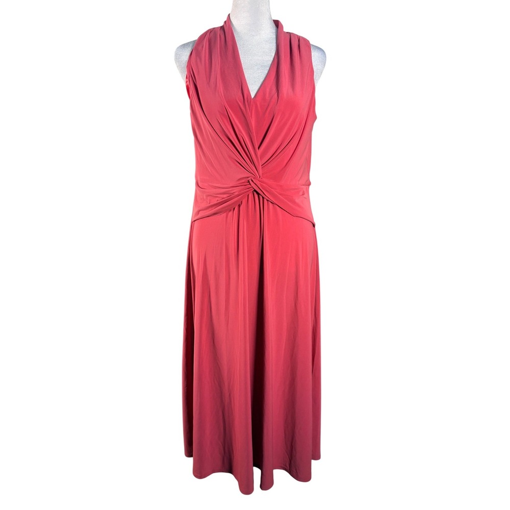 WHBM Outlet Twist Front Maxi Dress Women 8 Coral‎ Pink New Sleeveless V-Neck